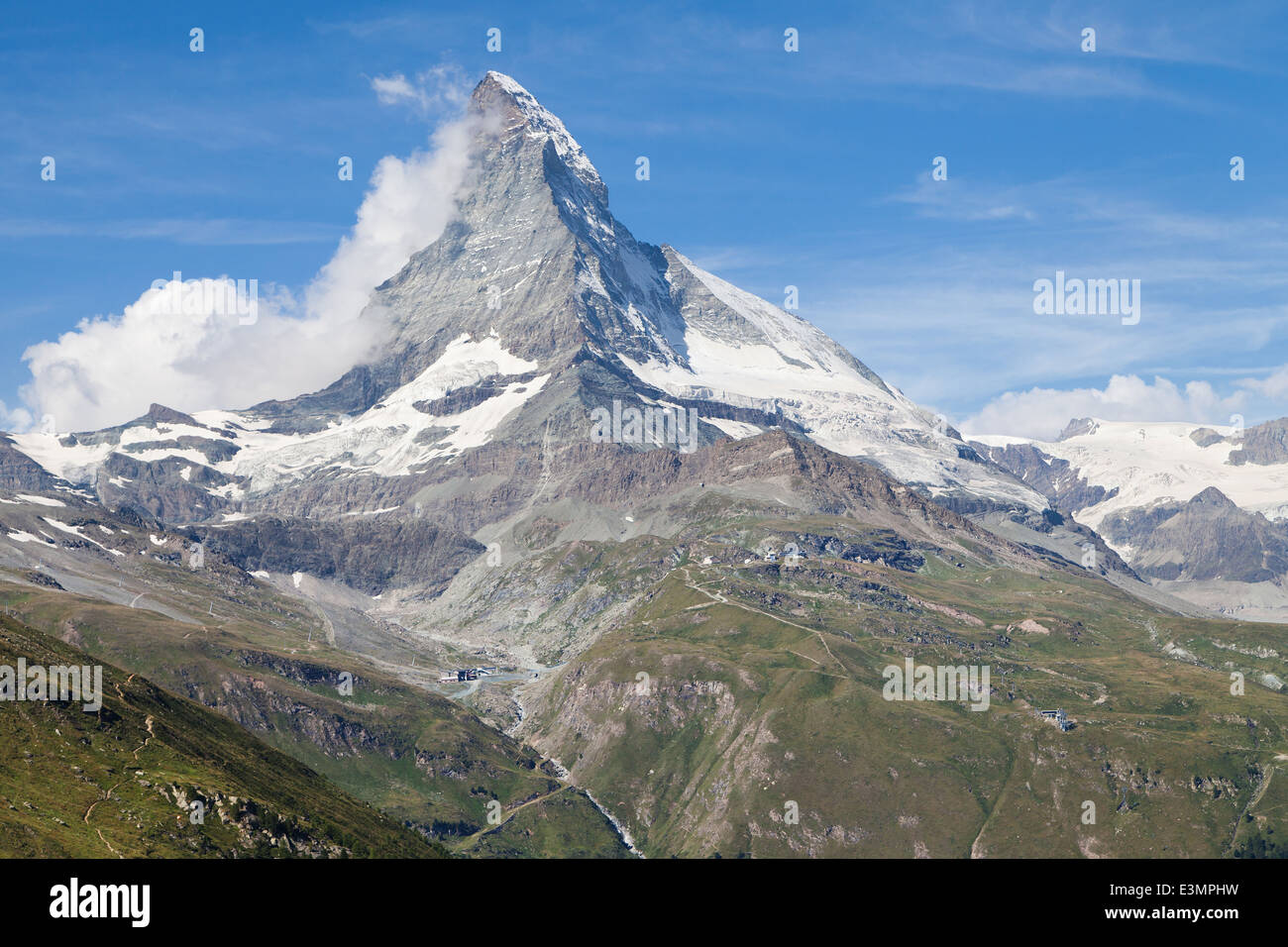 Mount Matterhorn in den Walliser Alpen, Schweiz. Stockfoto