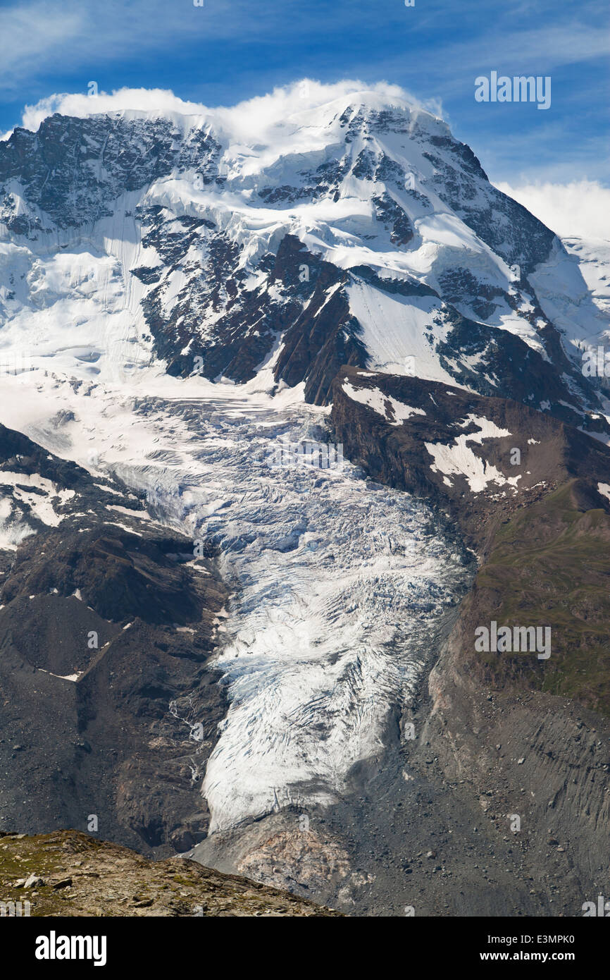 Mount Breithorn in den Walliser Alpen. Stockfoto