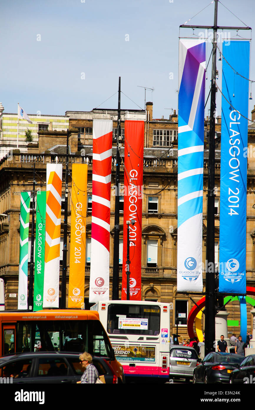 Commonwealth Games-Banner in George Square Glasgow Stockfoto
