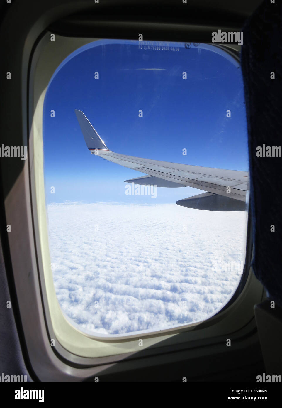 Blick aus Airline-Fenster während des Fluges über den Vereinigten Staaten von Amerika. Stockfoto