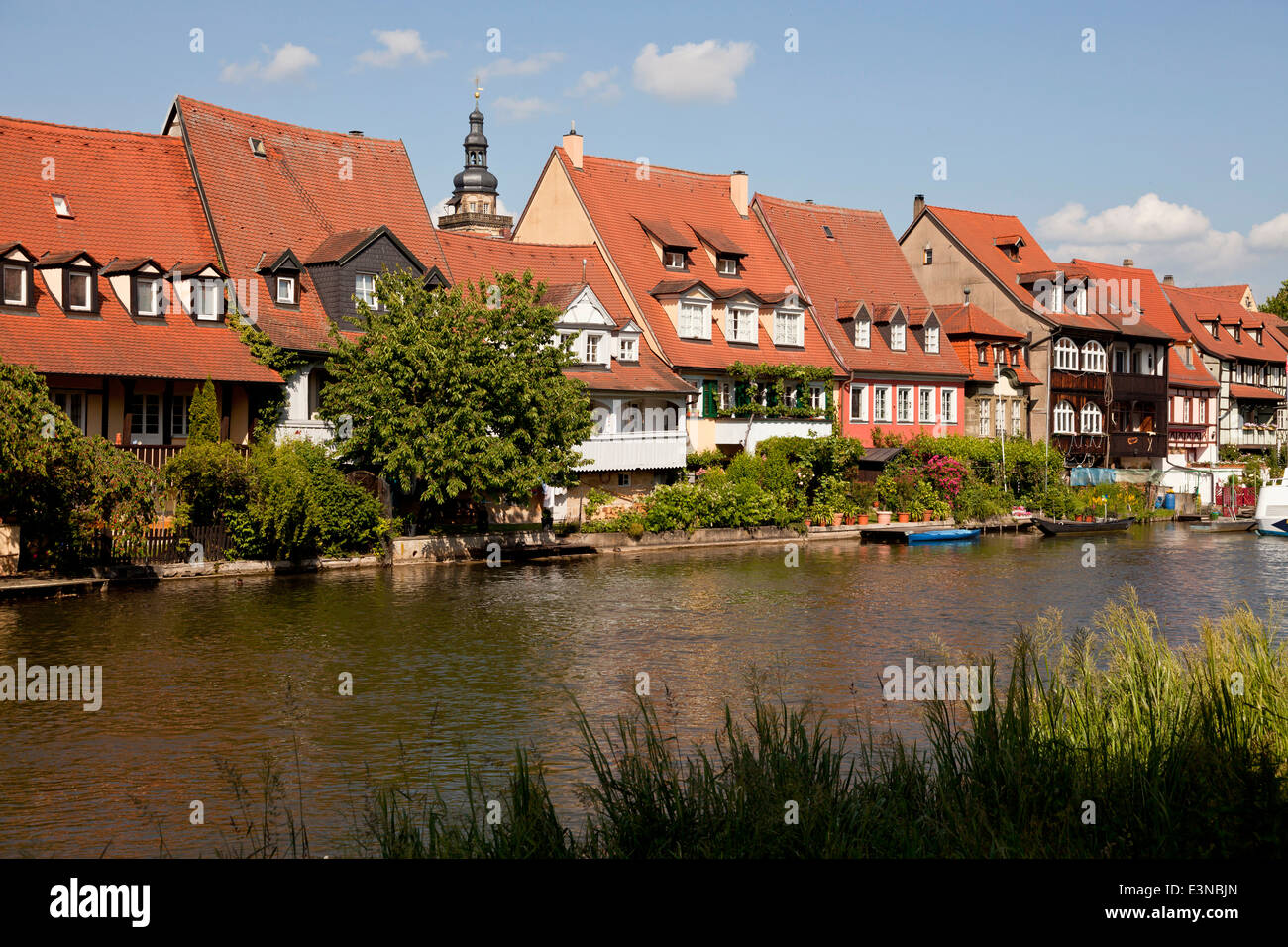 Klein-Venedig ("kleines Venedig"), ehemalige Fischerhäuser am Fluss Regnitz im historischen Zentrum der Stadt in Bamberg, obere Franconi Stockfoto