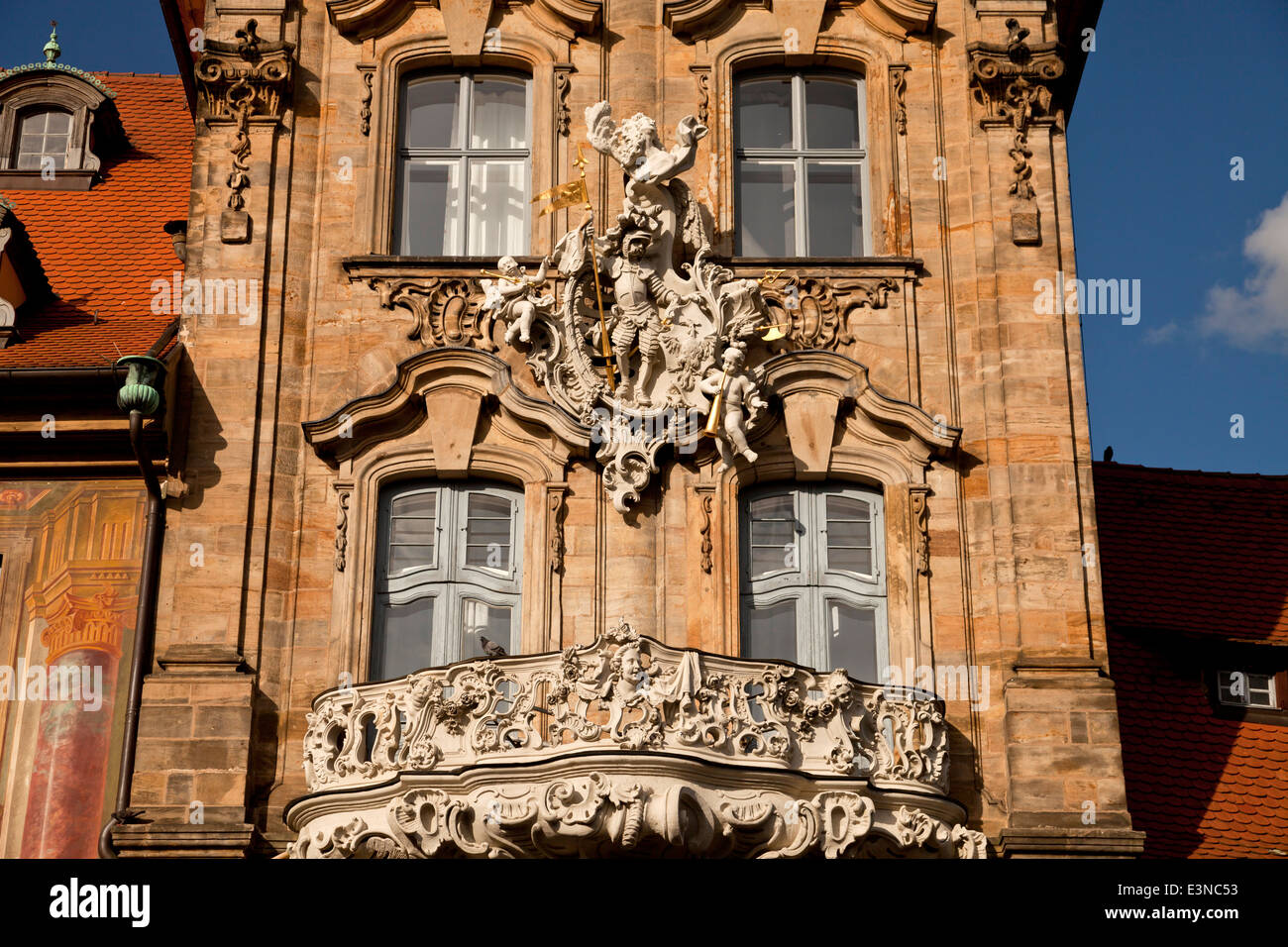 Detail des alten Rathauses "Alte Rathaus" im Zentrum historischen Stadt in Bamberg, Upper Franconia, Bayern, Deutschland, Europa Stockfoto