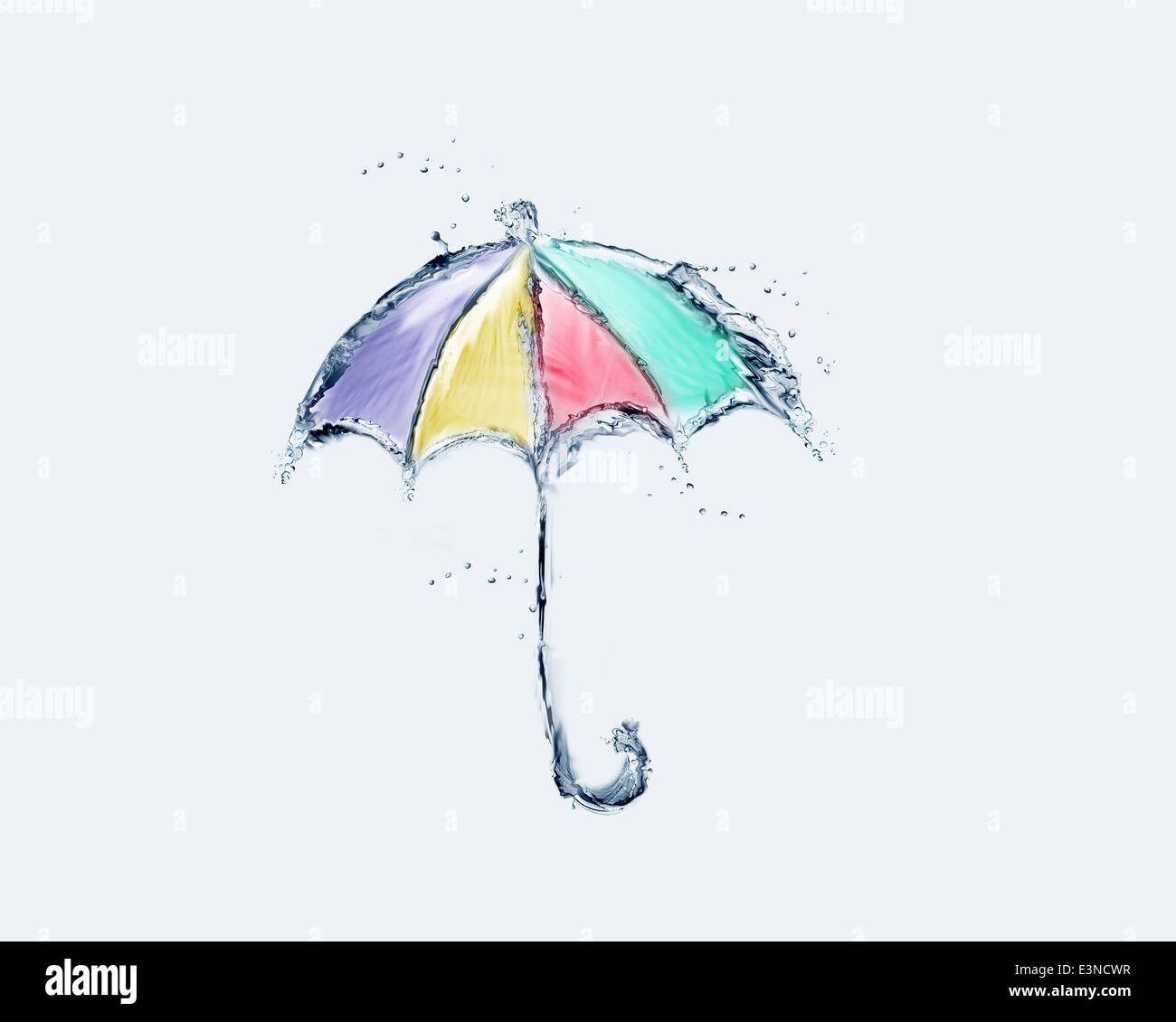 Ein bunter Regenschirm aus Wasser gemacht. Stockfoto