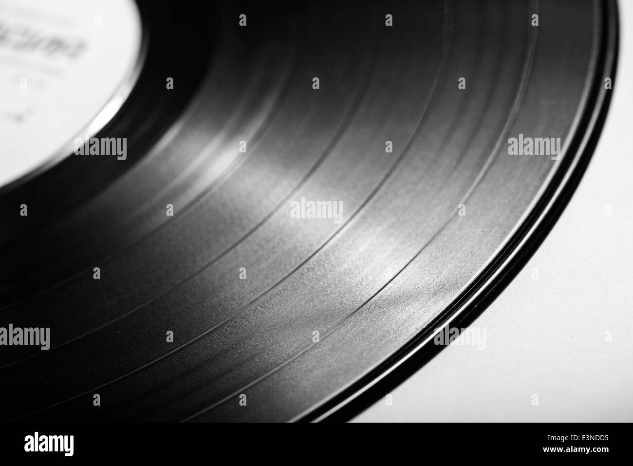 Schwarzes Vinyl-Schallplatte hautnah Stockfoto