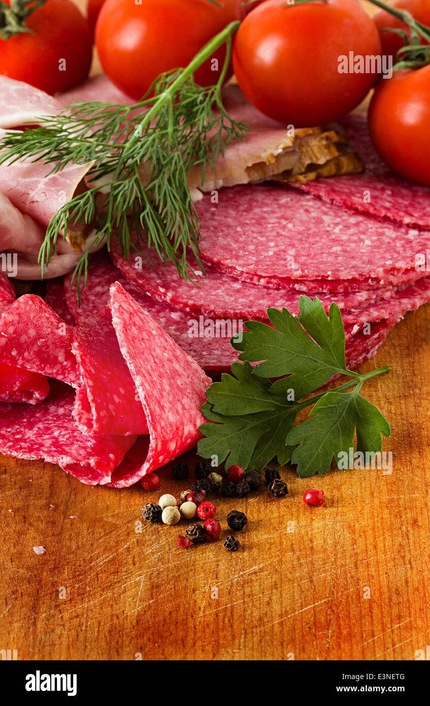 Wurst und Fleisch Stockfoto
