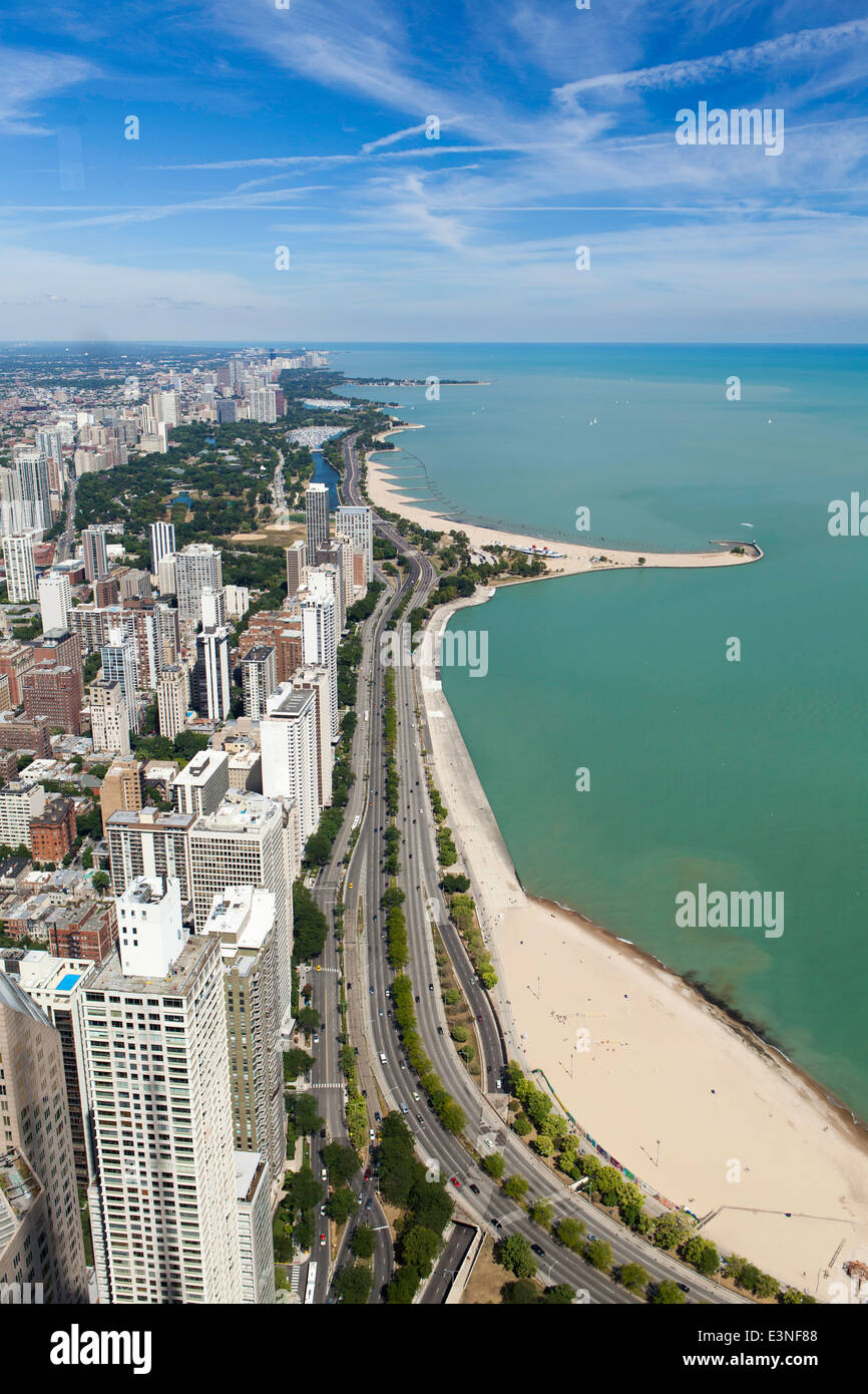 Lake Michigan und Chicago, Illinois, Vereinigte Staaten von Amerika Stockfoto