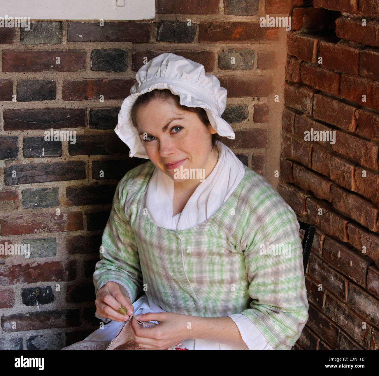Betsy Ross Reenactor im Betsy Ross House in Philadelphia Pennsylvania USA Amerika. Stockfoto