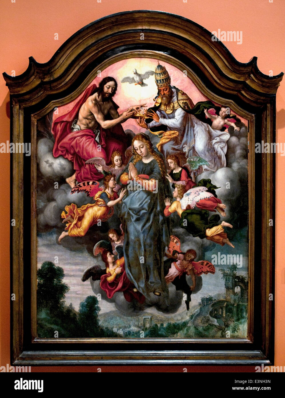 Coronación De La Virgen 1560 Krönung der Jungfrau 1560 Pieter Aertsen 1508-1575 Niederlande Niederlande Stockfoto