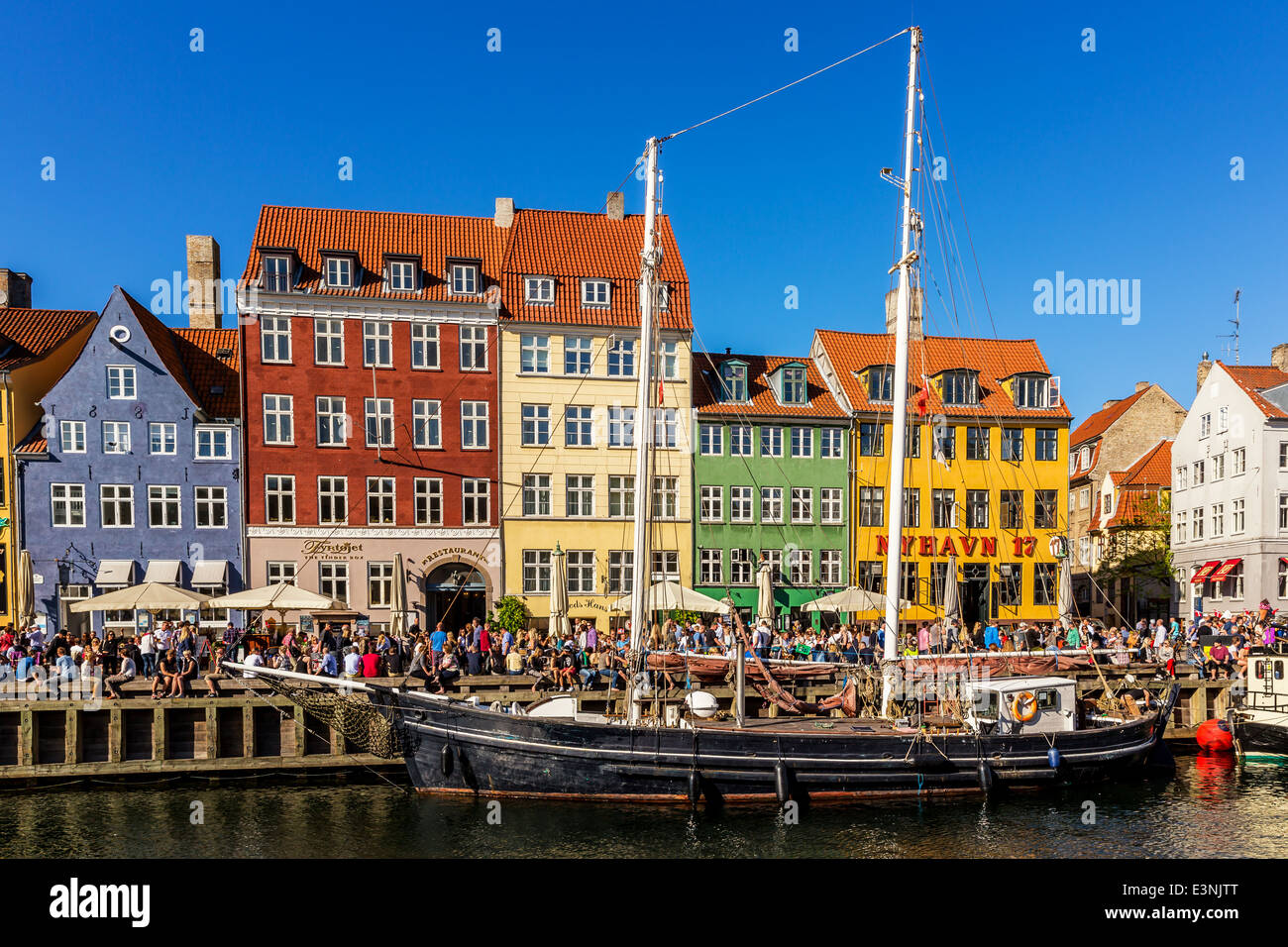 Nyhavn Kanal, Nyhavn, Kopenhagen, Dänemark Stockfoto