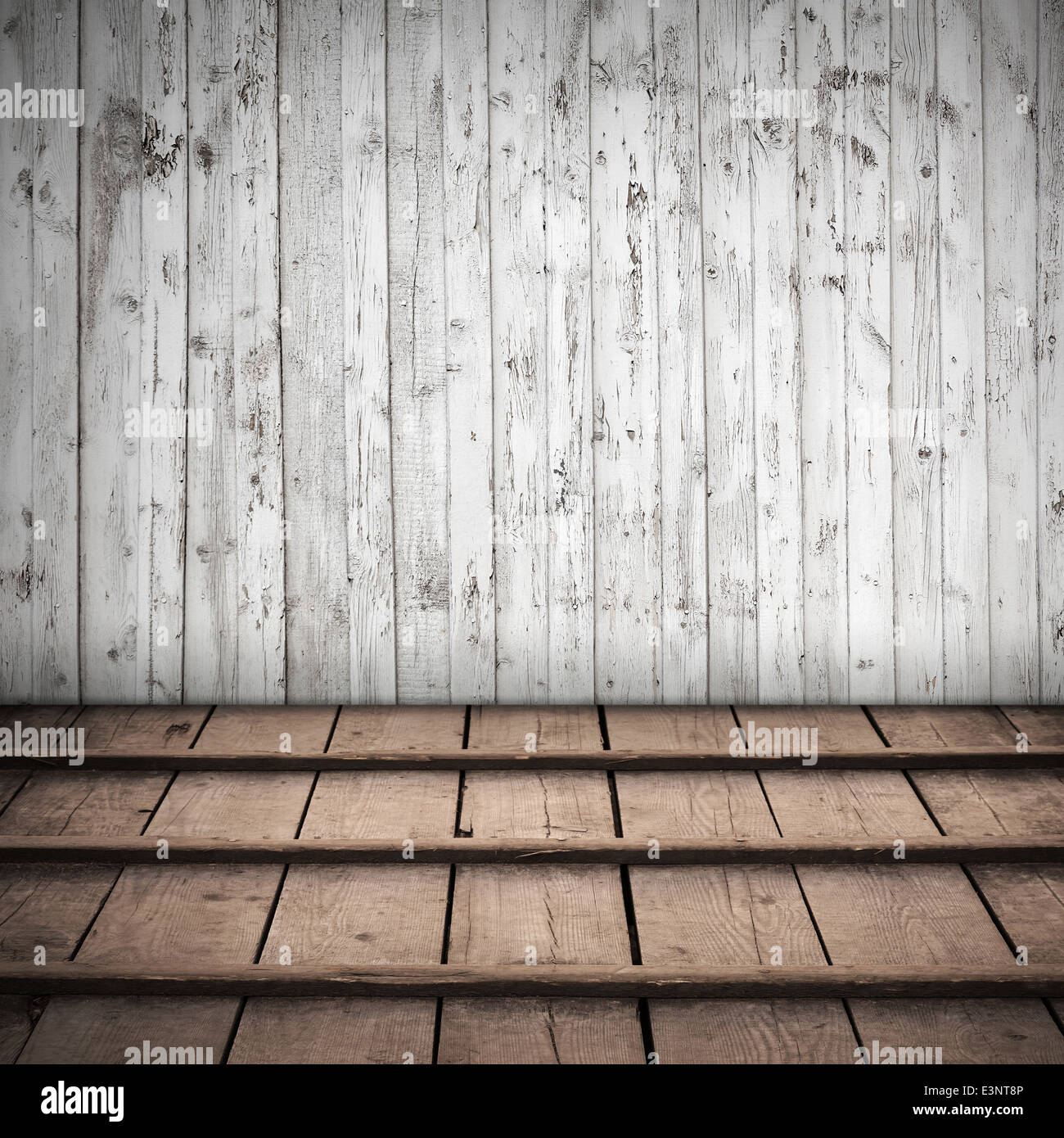 Abstrakte Holz-Interieur mit weißen Wand- und braun Stockfoto