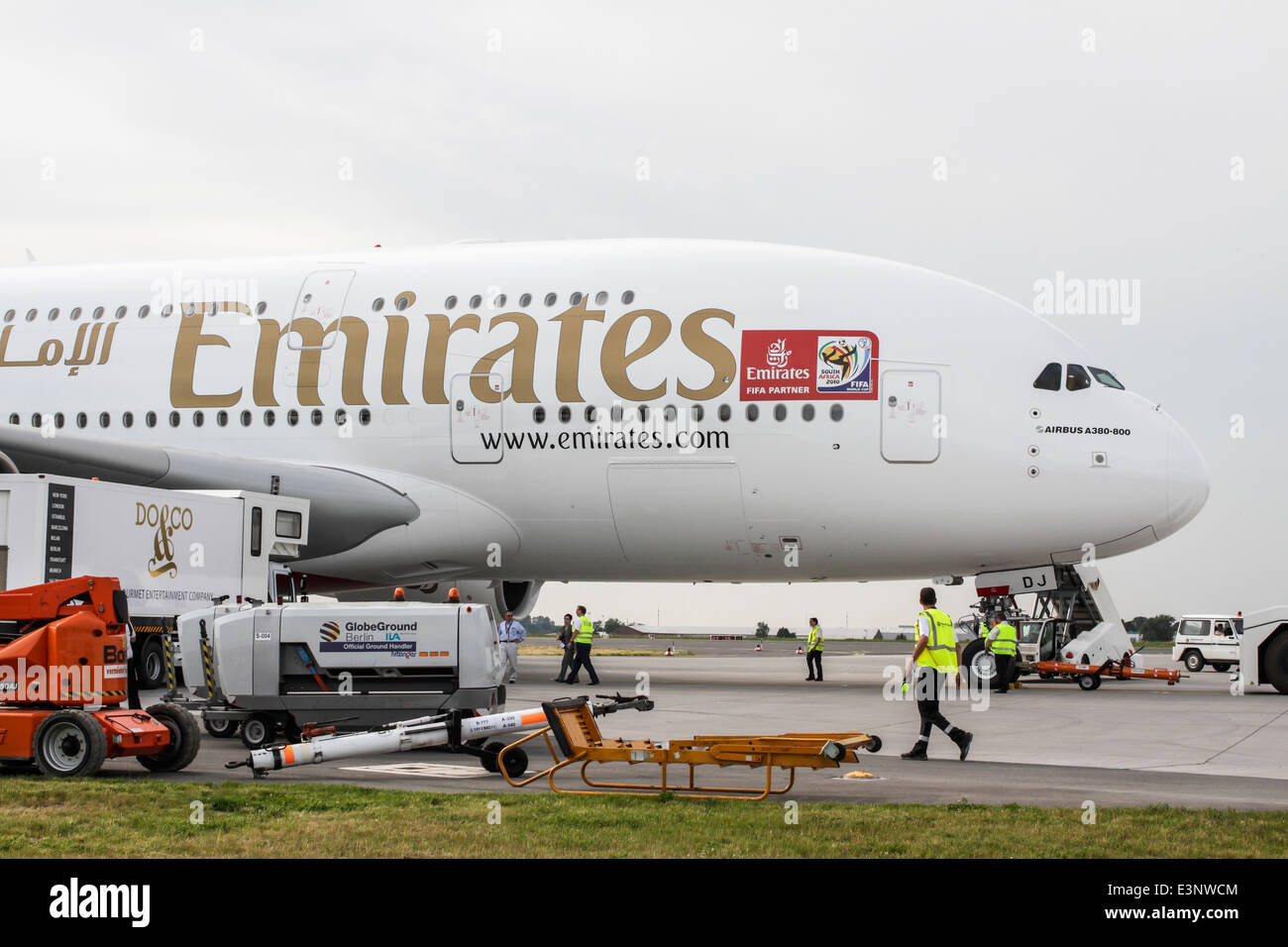 Emirates Airline Airbus a-380 immer Erden Service. Stockfoto