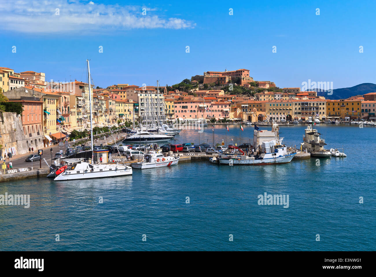 Portoferraio aus dem Meer, Elba Island, Toskana, Italien Stockfoto