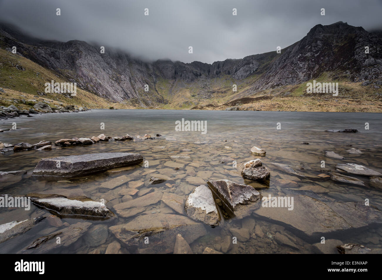 CWM Idwal, einem See im Snowdonia National Park im Norden von Wales. Stockfoto