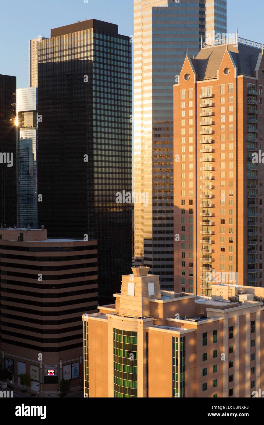 Innenstadt von Hochhäusern, Houston, Texas, Vereinigte Staaten von Amerika Stockfoto