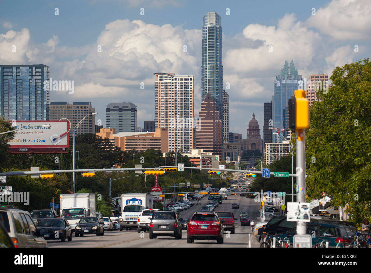 Verkehr in der Innenstadt, Austin, Texas, Vereinigte Staaten von Amerika Stockfoto