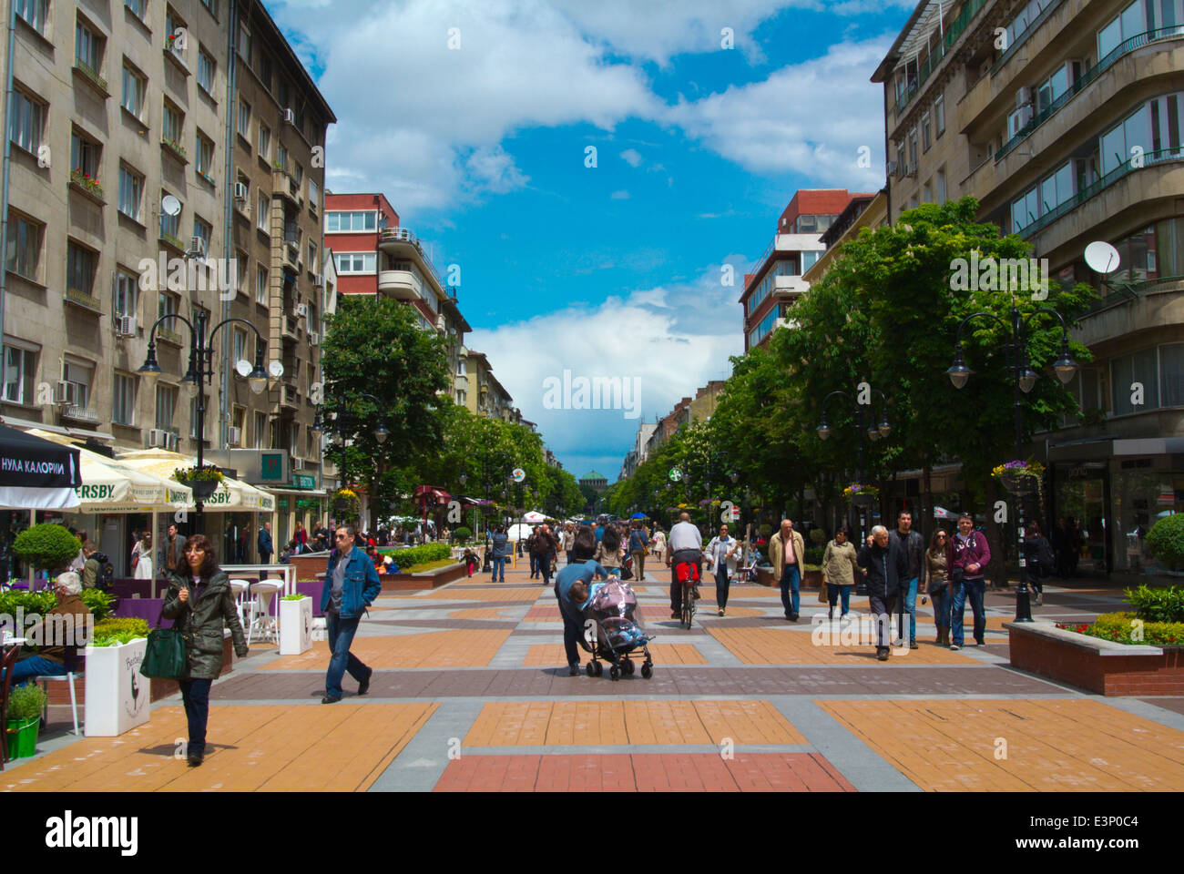 Vitosha main street, central Sofia, Bulgarien, Europa Stockfoto