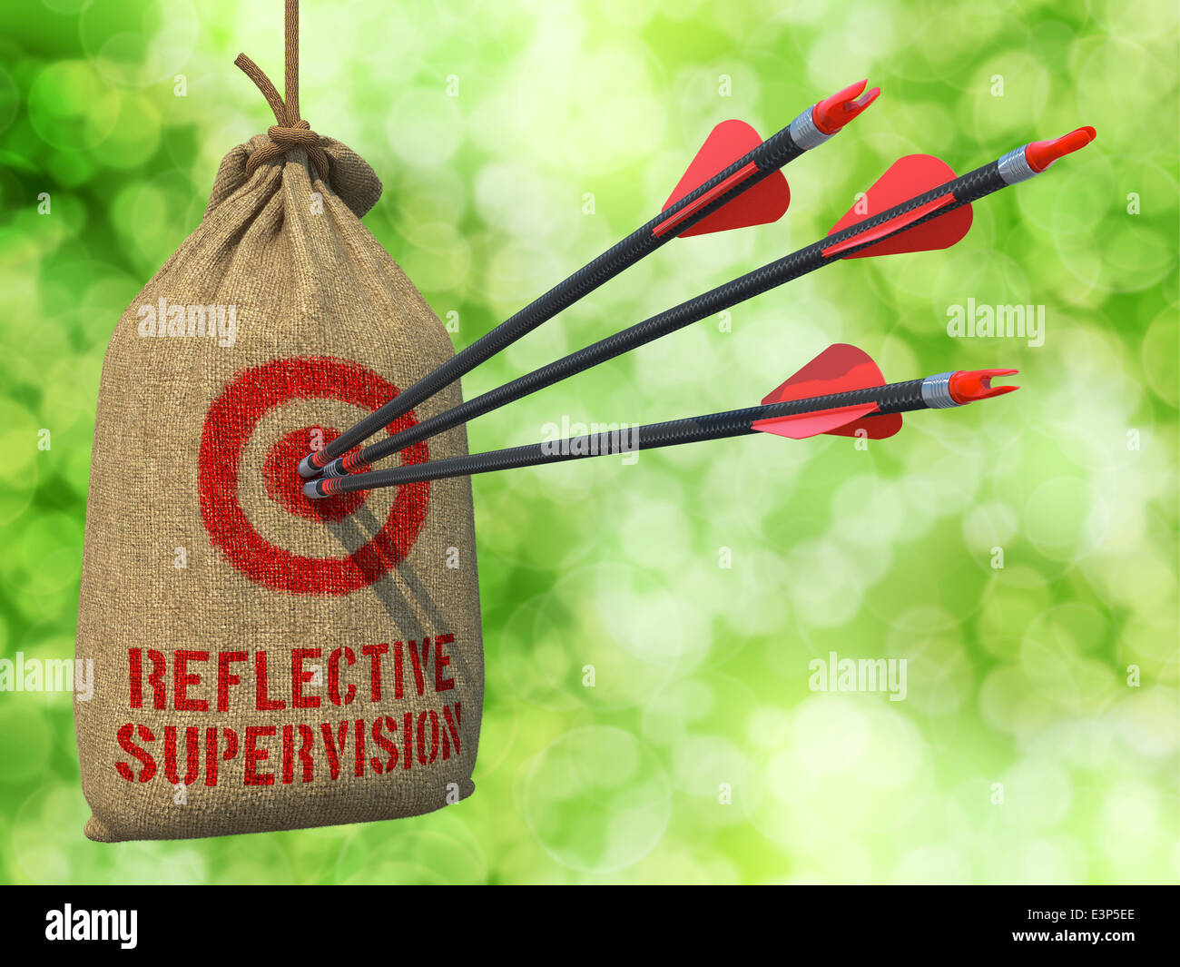 Reflektierenden Supervision - Pfeile treffen im Ziel. Stockfoto