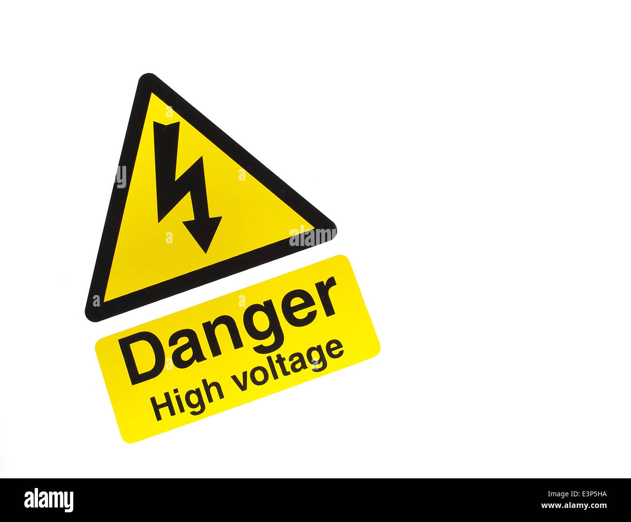 Ein elektrisches Warnsignal zeigt Gefahr Hochspannung Stockfoto