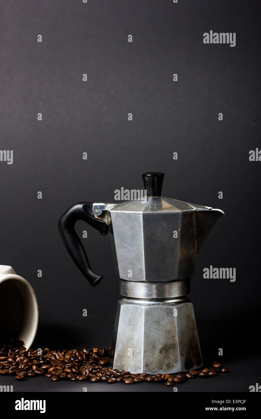 Guten Morgen mit frischen heißen Kaffee bereit Stockfoto