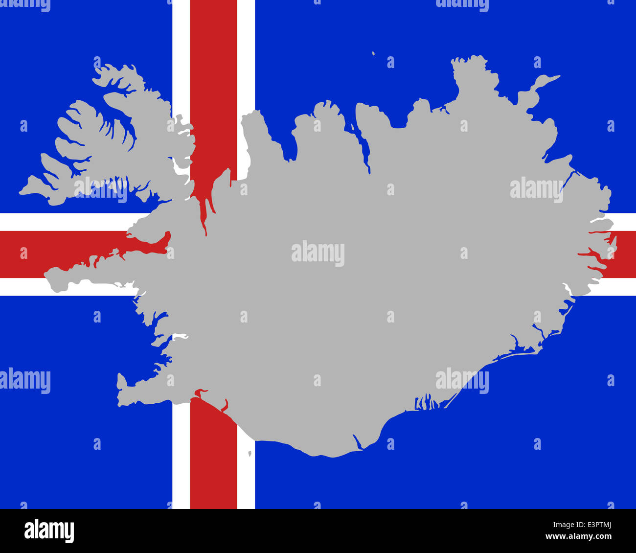 Karte und Flagge von Island Stockfotografie