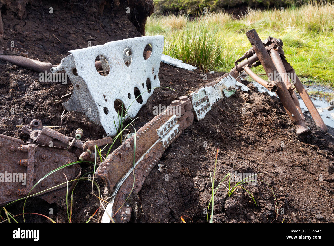 Reste von einem Blenheim Mk1, L1252 Flugzeuge, die bei schlechtem Wetter am 26. Oktober 1938 stürzte Lunedale, County Durham. UK Stockfoto