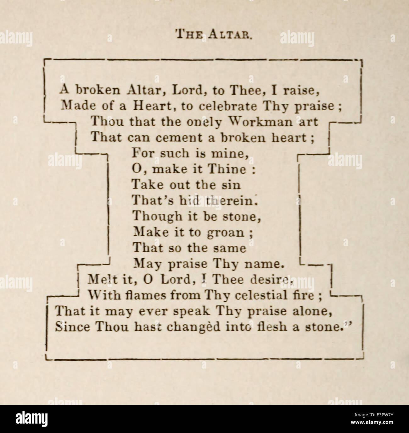 George Herbert (1593-1633) Gedicht "The Altar" erstmals veröffentlicht im "Tempel" im Jahr 1633. Stockfoto