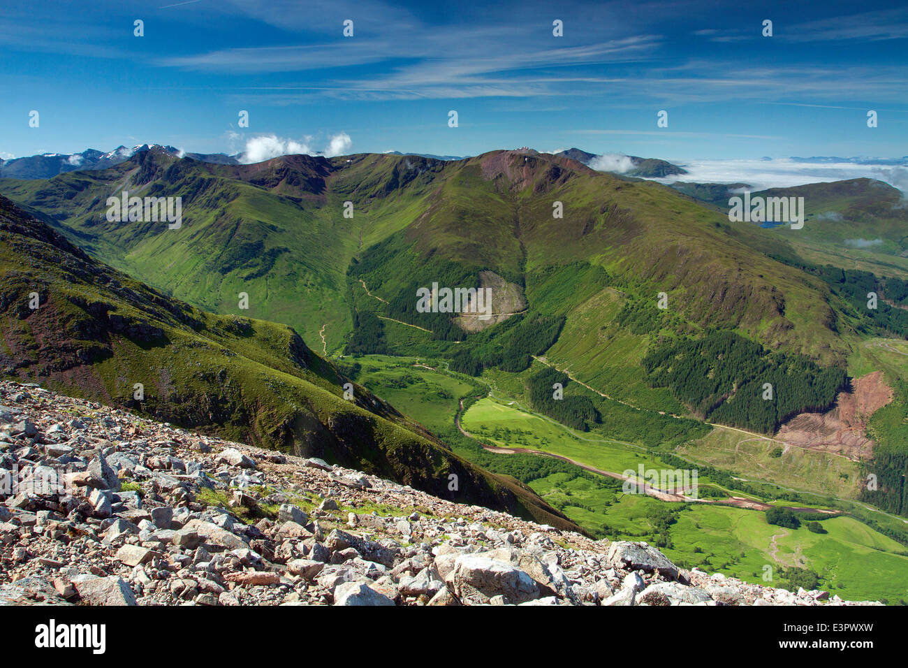 Glen Nevis und der Mamores von Ben Nevis, Lochaber Stockfoto