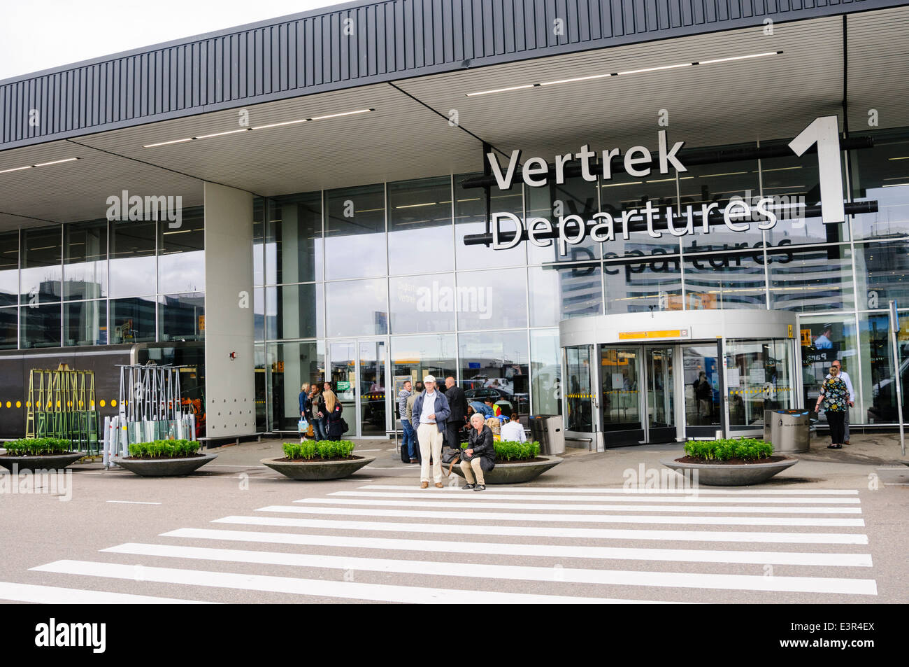 Eingang zum Abflug am Flughafen Schiphol Stockfoto