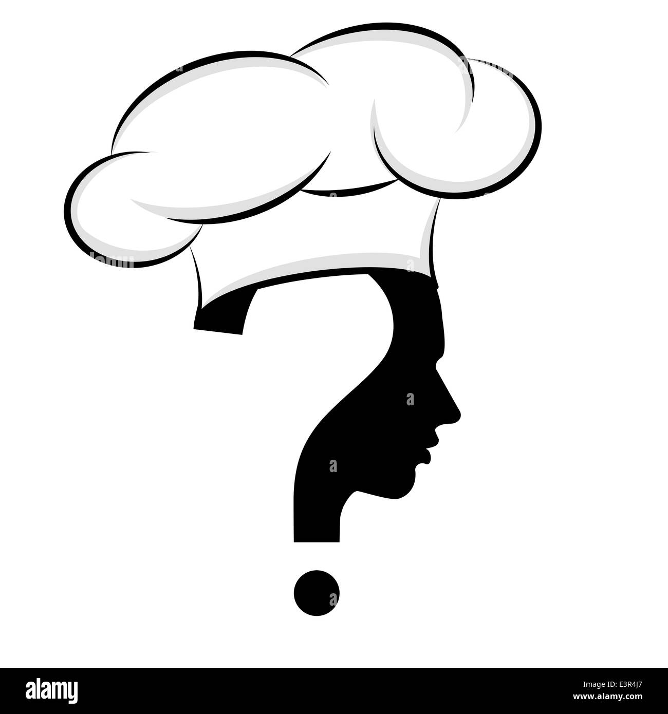Koch, menschlichen Kopf Fragezeichen, Vektor Stockfoto