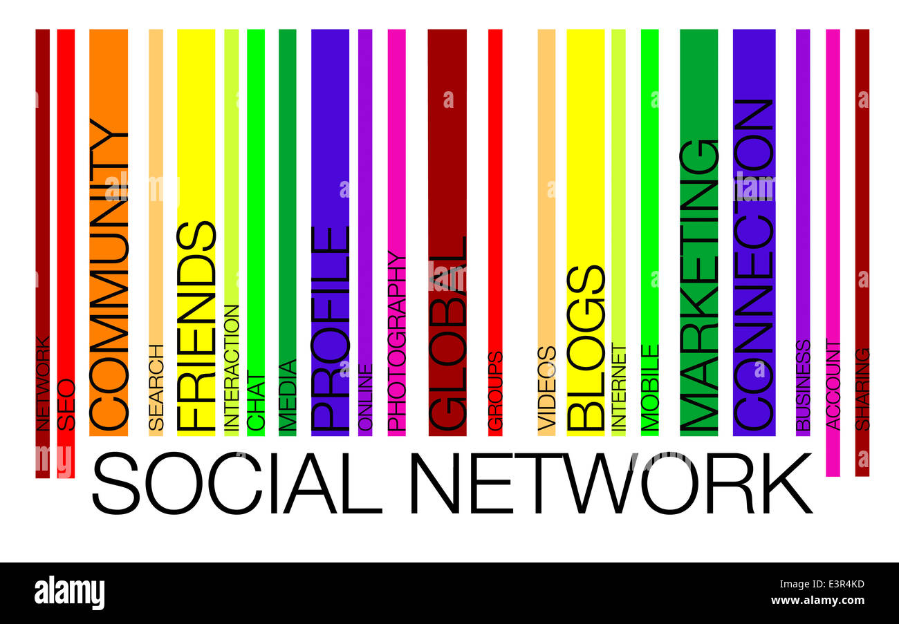 Netzwerk-Wort-Konzept im Barcode mit unterstützenden Worte, Modern, Konzept, Vektor Stockfoto