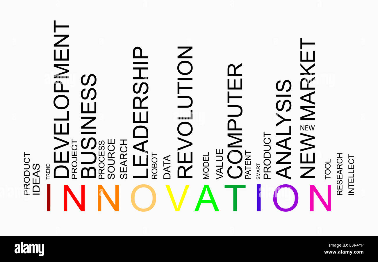 Innovationskonzept Wort im Barcode mit unterstützenden Worte, Modern, Konzept, Vektor Stockfoto