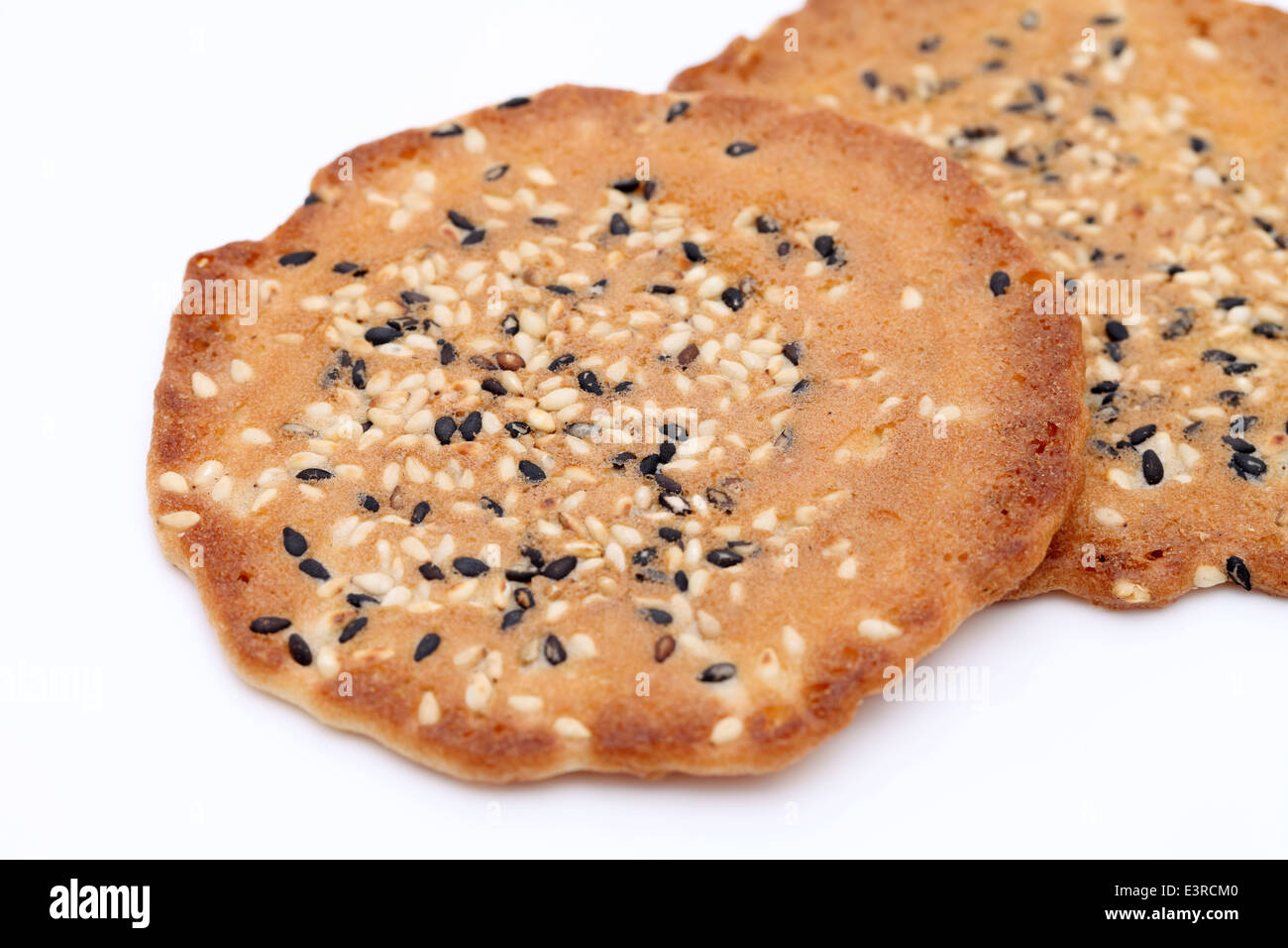 Japanischer Reis-Cracker mit sesames Stockfoto