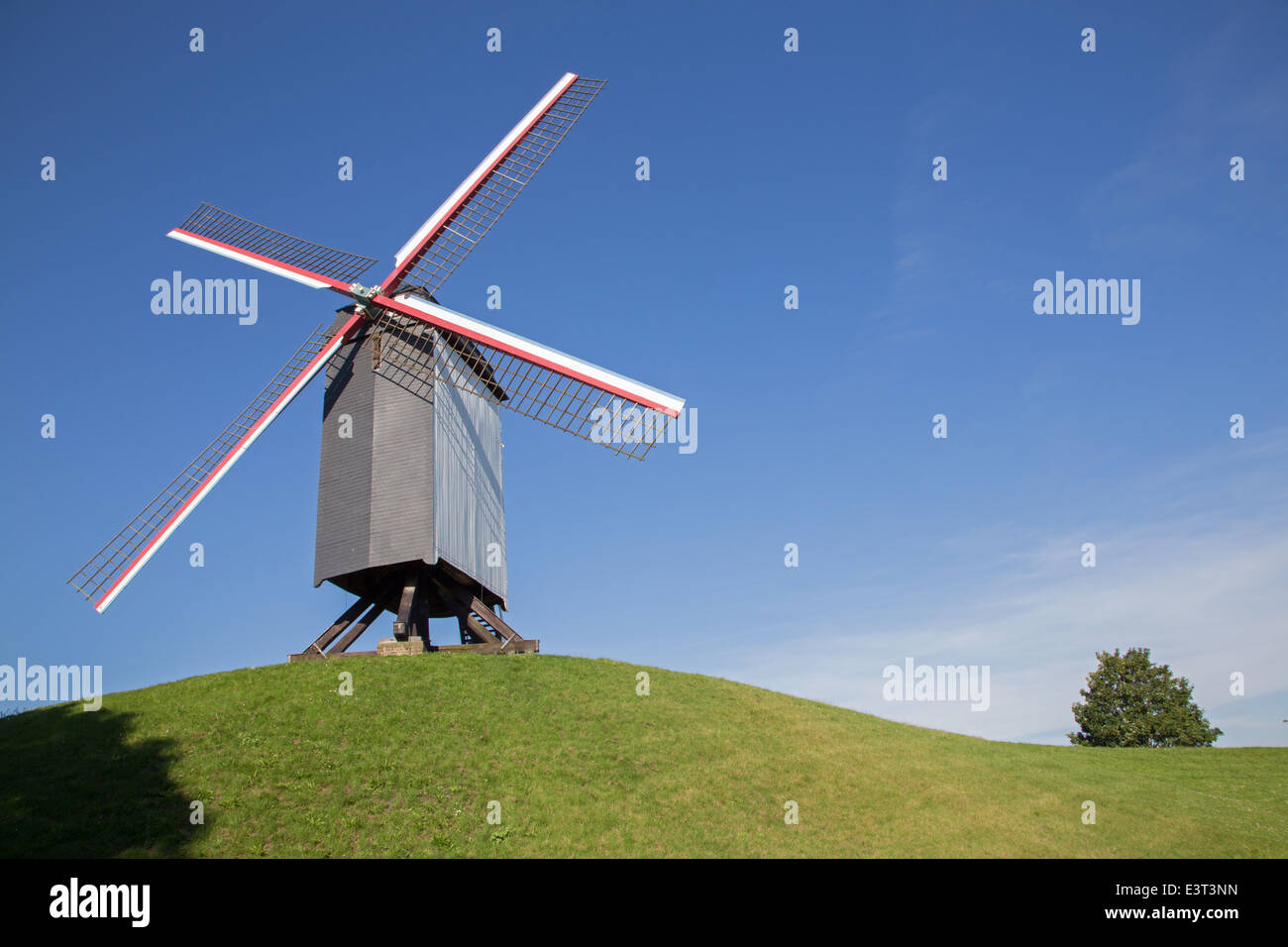 Brugge - Windmühle Sint-Janshuismolen Stockfoto