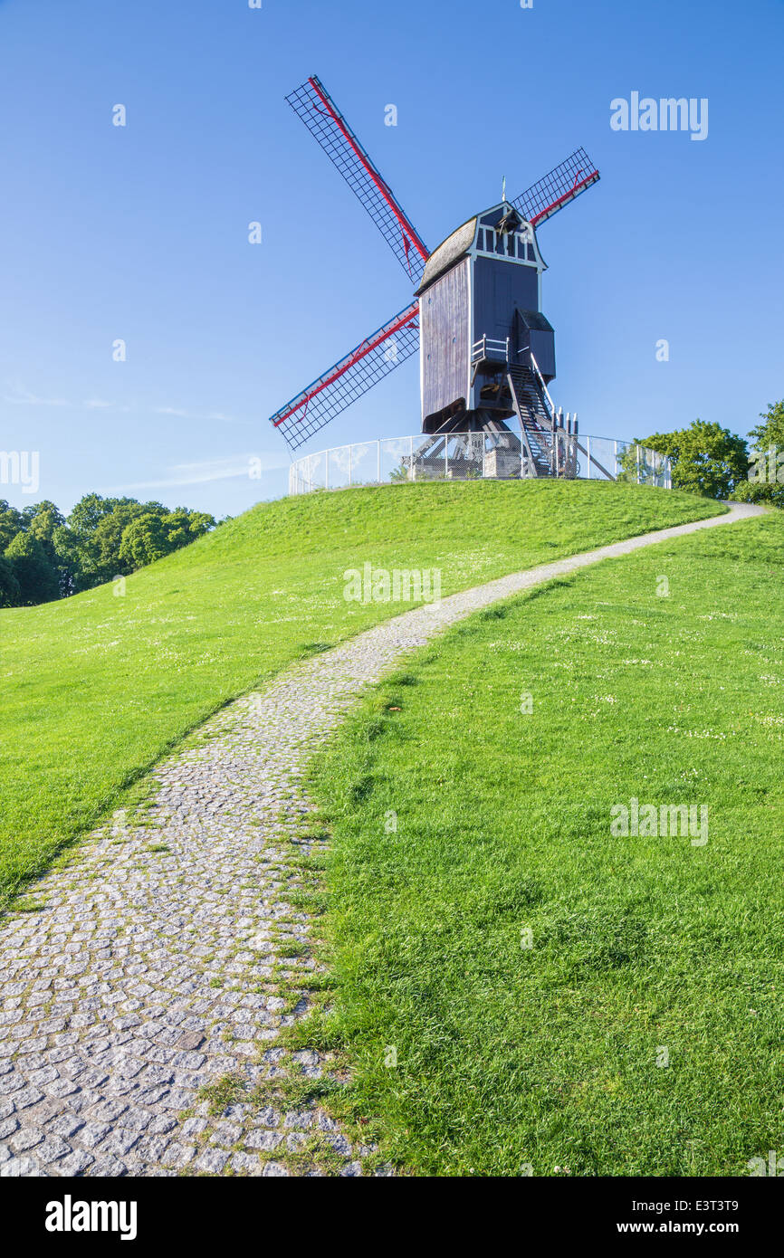 Brügge - Windmühle Sint-Janshuismolen Stockfoto
