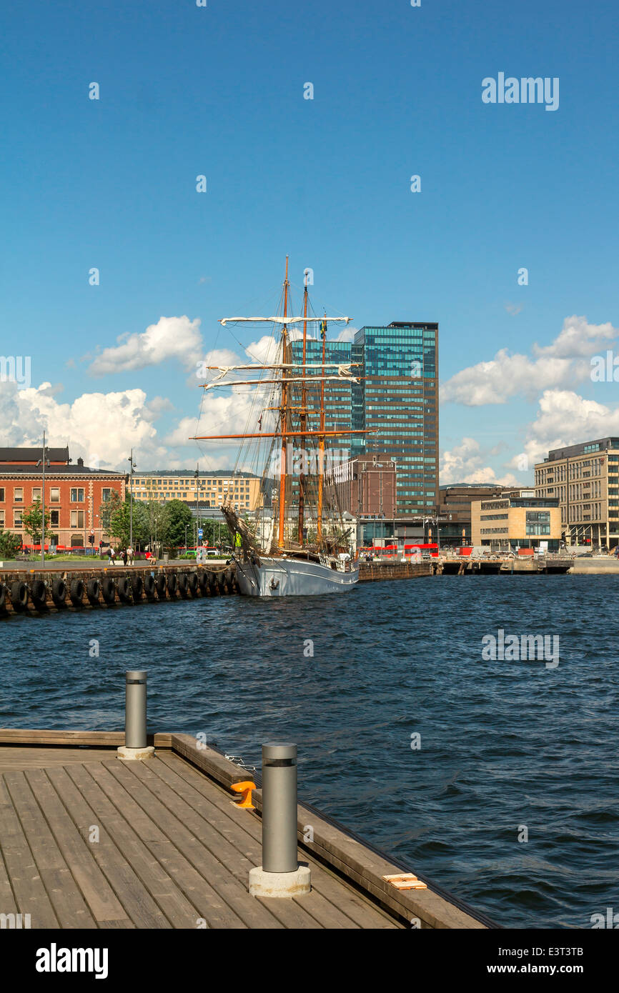 Fregatte am Kai in Oslo Norwegen Stockfoto