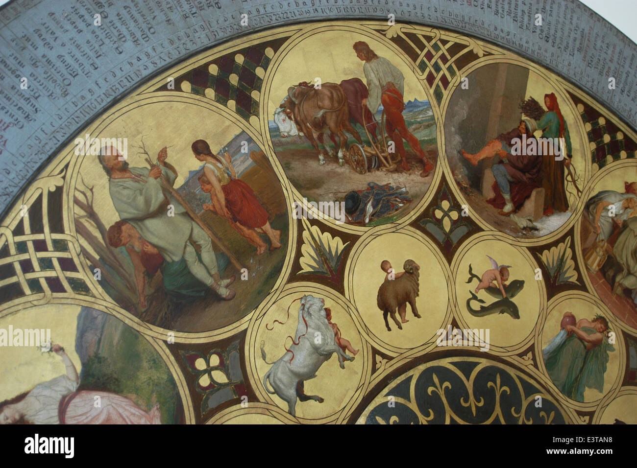 Original Kalenderplatte von der Prager Orloj von Josef Manes in Prag City Museum in Prag, Tschechien. Stockfoto