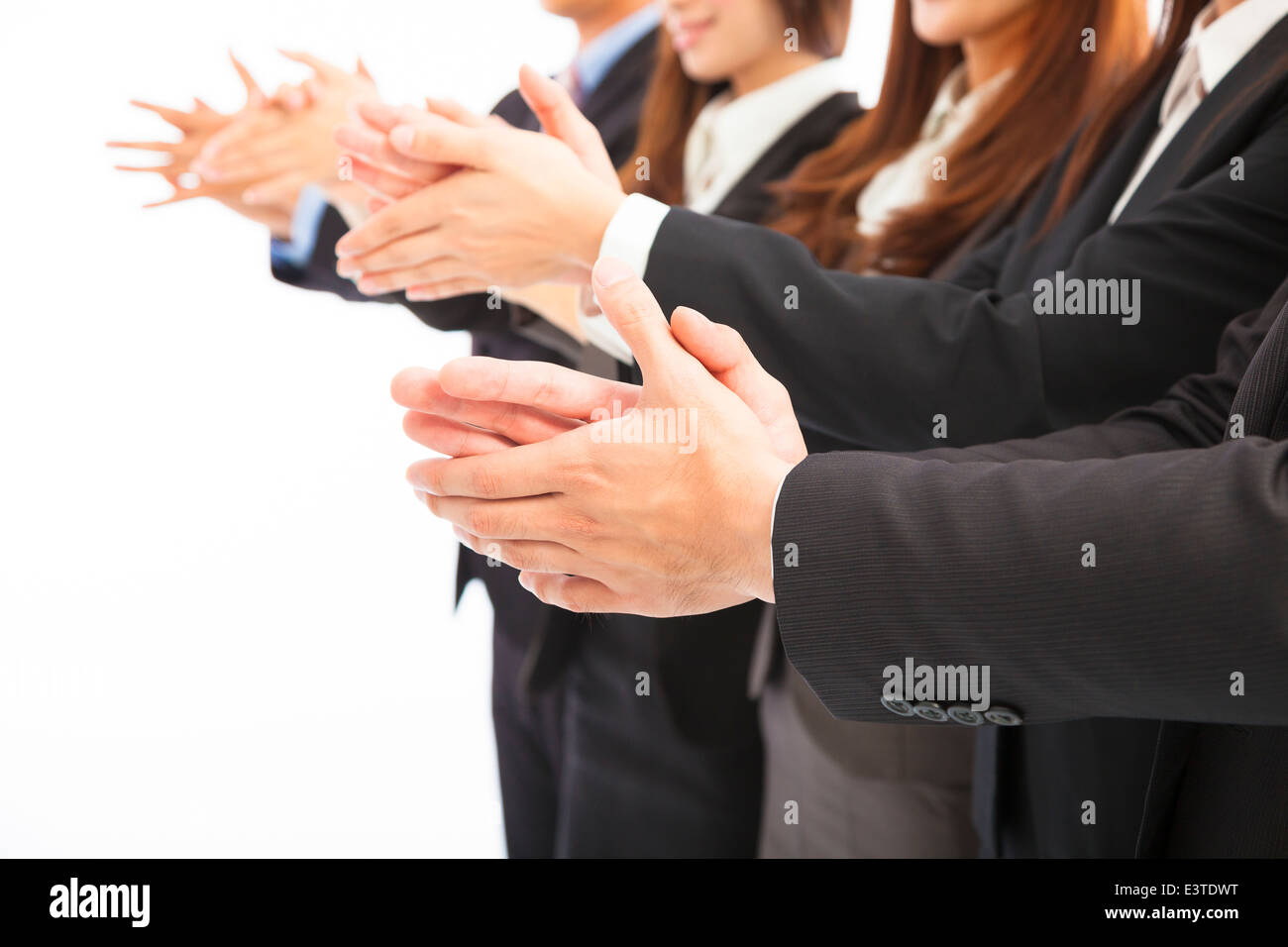 Business-Leute applaudieren auf weißen Hintergrund isoliert Stockfoto