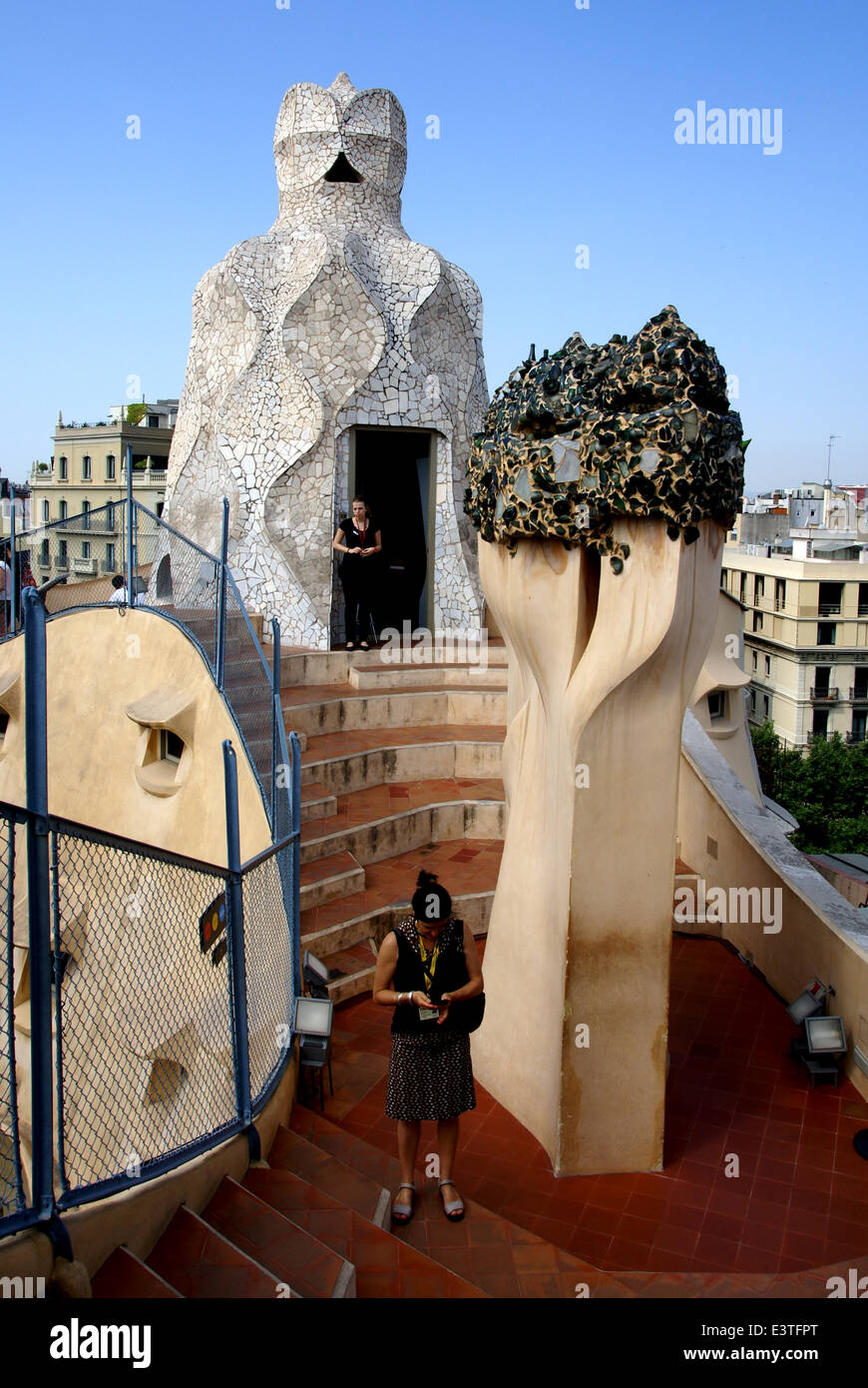 Spanien, Barcelona, Casa Milà (La Pedrera) von dem Architekten Antoni Gaudi Stockfoto