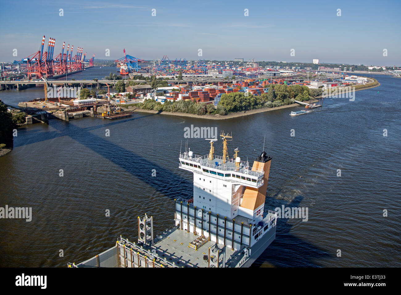 Blick über den Hamburger Hafen aus Köhlbrandbridge, Hamburg, Deutschland, Europa Stockfoto