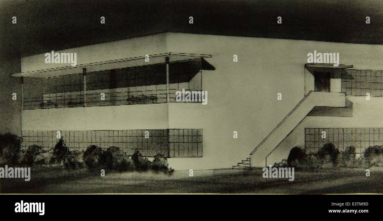 Dieses Bild zeigt die vorgeschlagenen Pläne für die Consolidated/Convair Aircraft Factory in San Diego. Die Fabrik war ein wesentlicher Bestandteil der Produktion von Militärflugzeugen, insbesondere während und nach dem Zweiten Weltkrieg, und spielte eine entscheidende Rolle bei der US-Luftfahrt-Produktion. Stockfoto