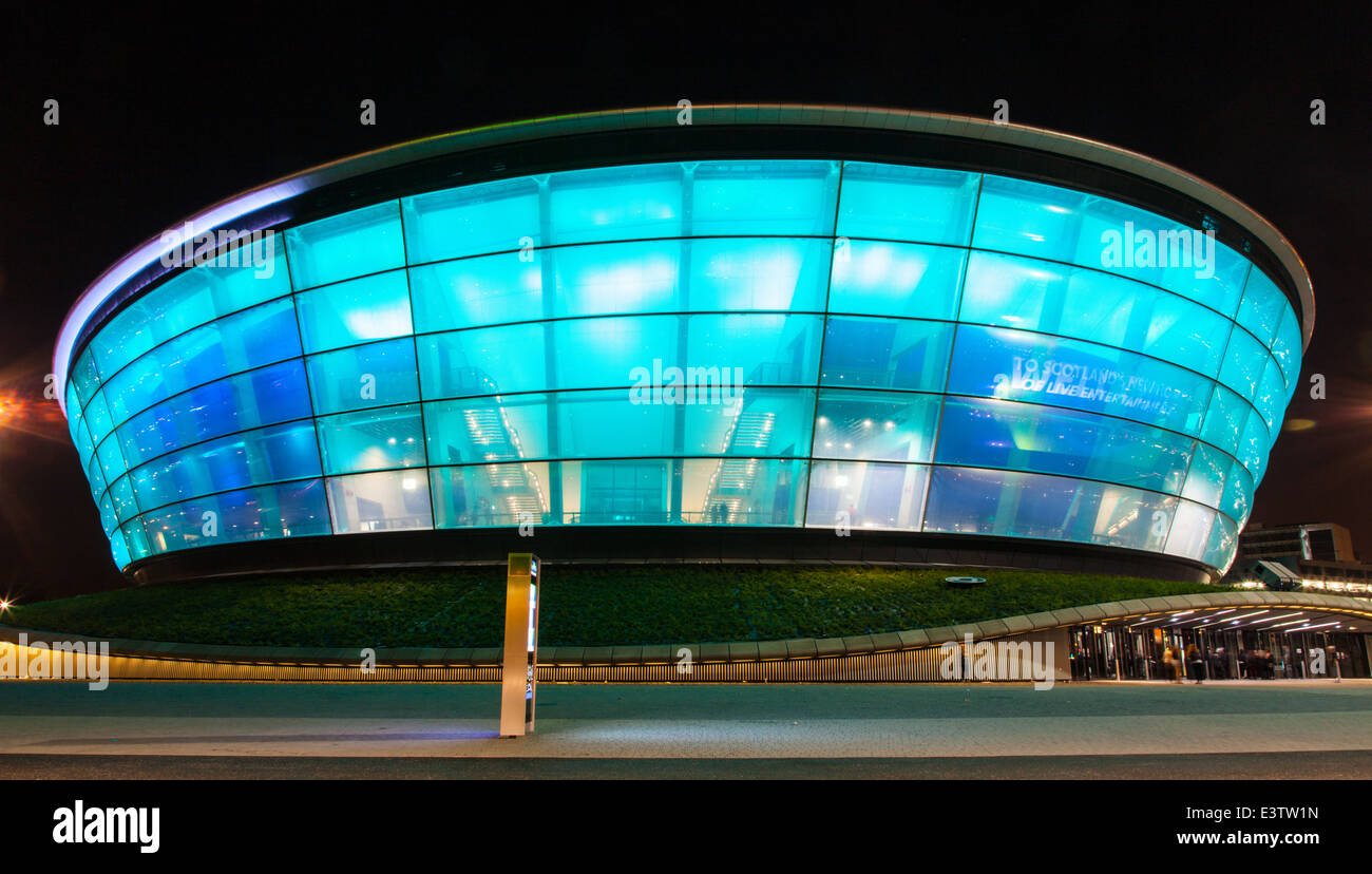 Glasgow Hydro in der Nacht Stockfoto