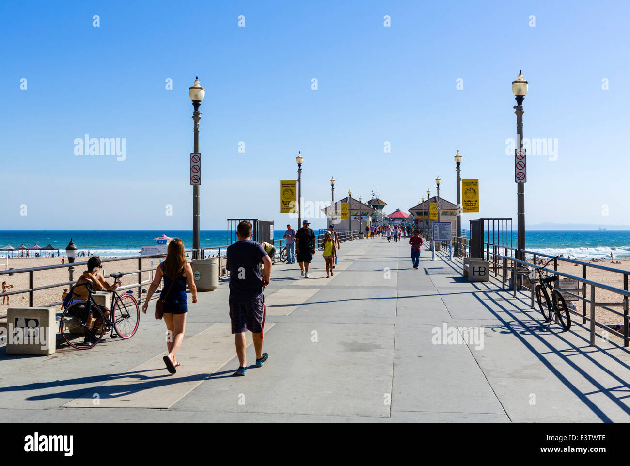 Der Pier in der Innenstadt von Huntington Beach, Orange County, Kalifornien, USA Stockfoto