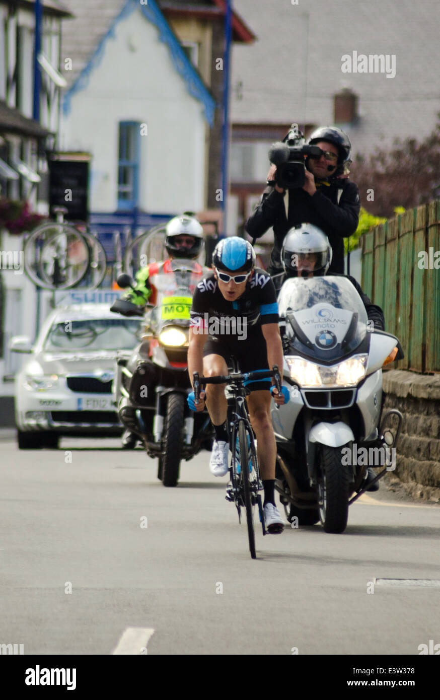 Geraint Thomas, Walisisch und britischen Team Sky Radfahrer Radsport beim britischen Radsport Straßenrennen, Abergavenny, 29. Juni 2014 Stockfoto