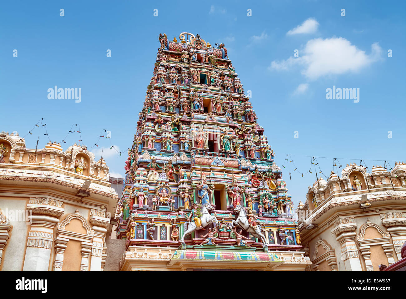 Detail des Sri Mahamariamman Tempel, der ältesten Hindu-Tempel in Kuala Lumpur. Stockfoto