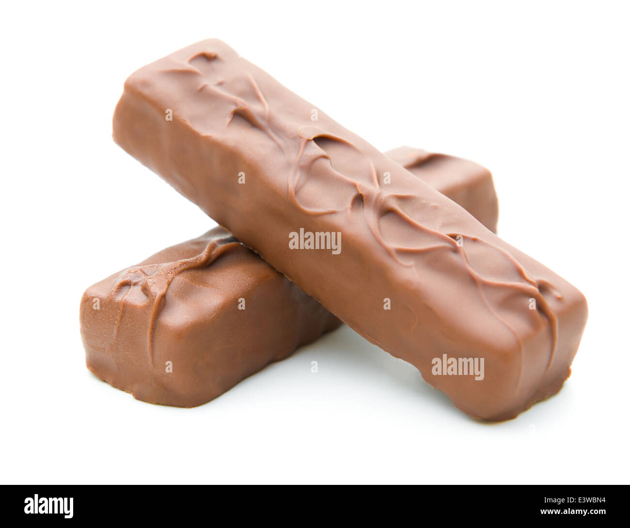 zwei Stücke Schokolade Waffeln Block auf weißem Hintergrund Stockfoto