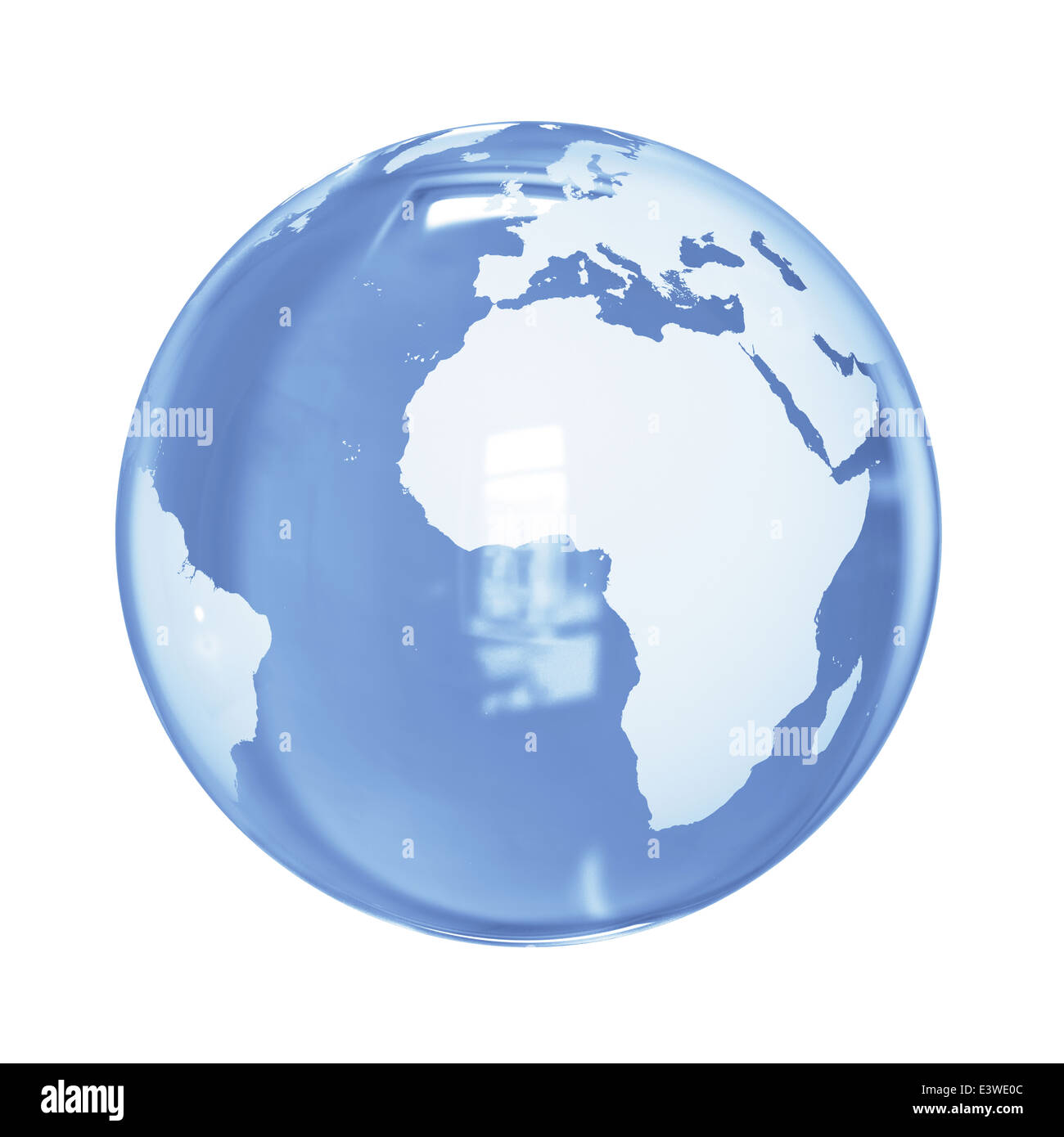3D Darstellung der Erde blaues Glas. Isoliert auf weißem Hintergrund. Elemente dieses Bildes, eingerichtet von der NASA Stockfoto