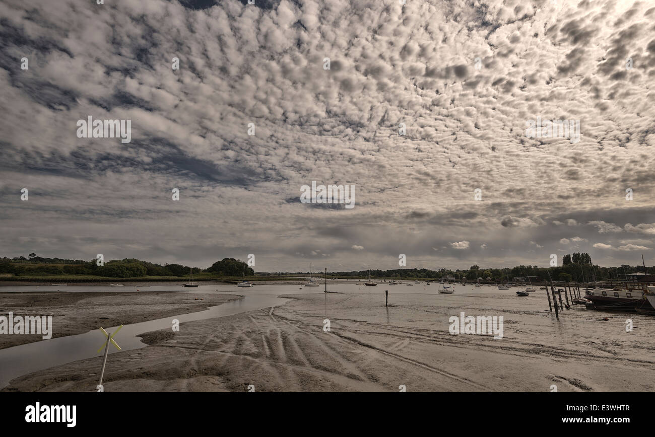 Woodbridge, Suffolk, Fluss, Debden, Flut, Schlamm Stockfoto