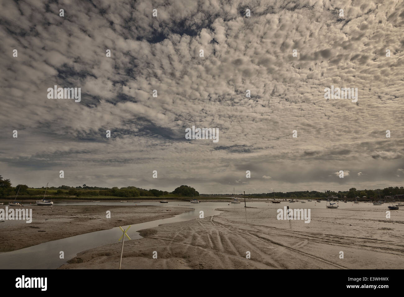 Woodbridge, Suffolk, Fluss, Debden, Flut, Schlamm Stockfoto