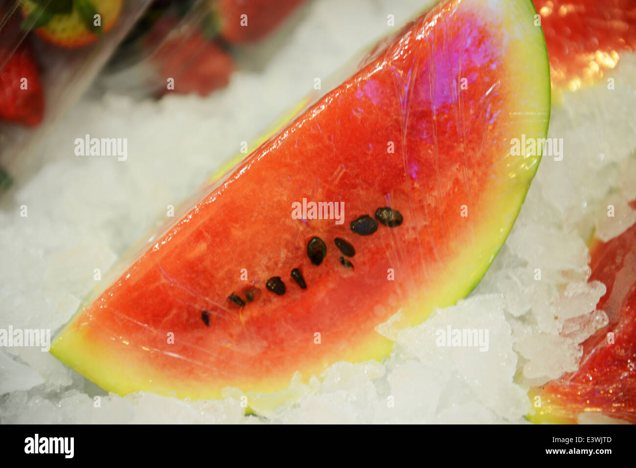 Wassermelone auf Eis Stockfoto