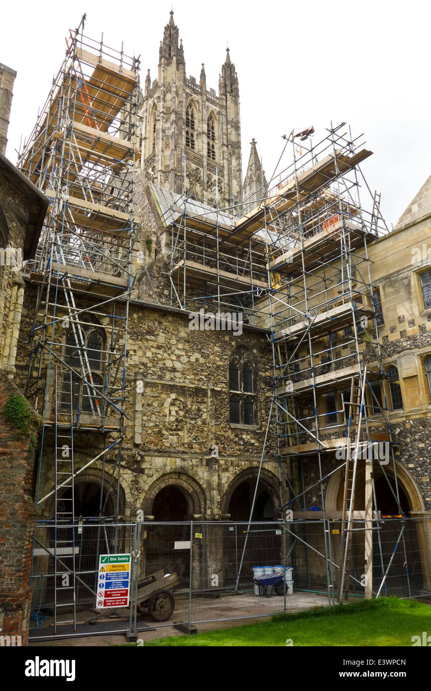 Bauarbeiten, die Kathedrale von Canterbury Gerüste Stockfoto